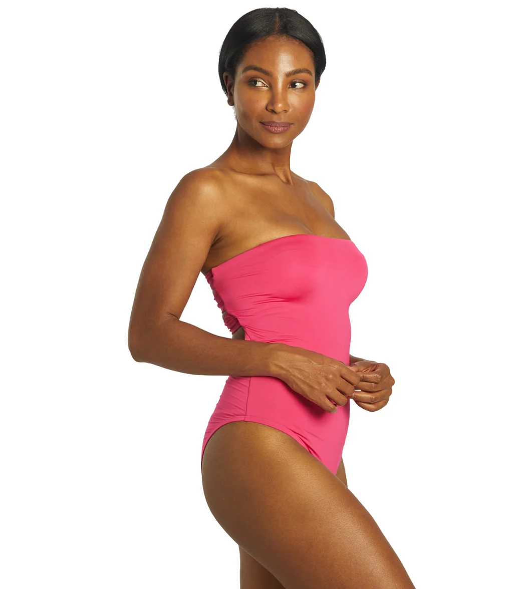 Nike Women's Solid Lace-Up Back Bandeau One Piece Swimsuit - Image 18