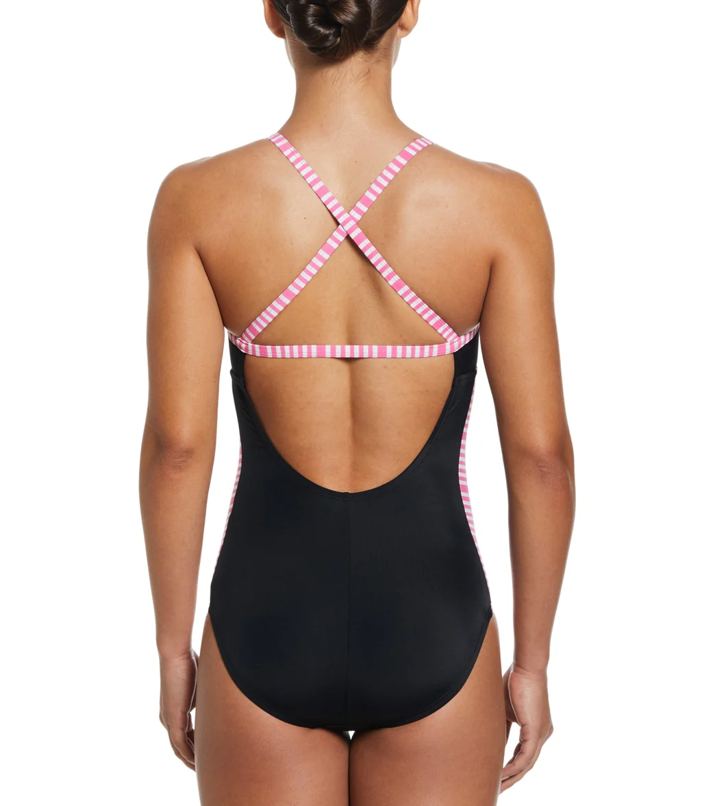 Nike Women's Stripe Crossback One Piece Swimsuit - Image 2