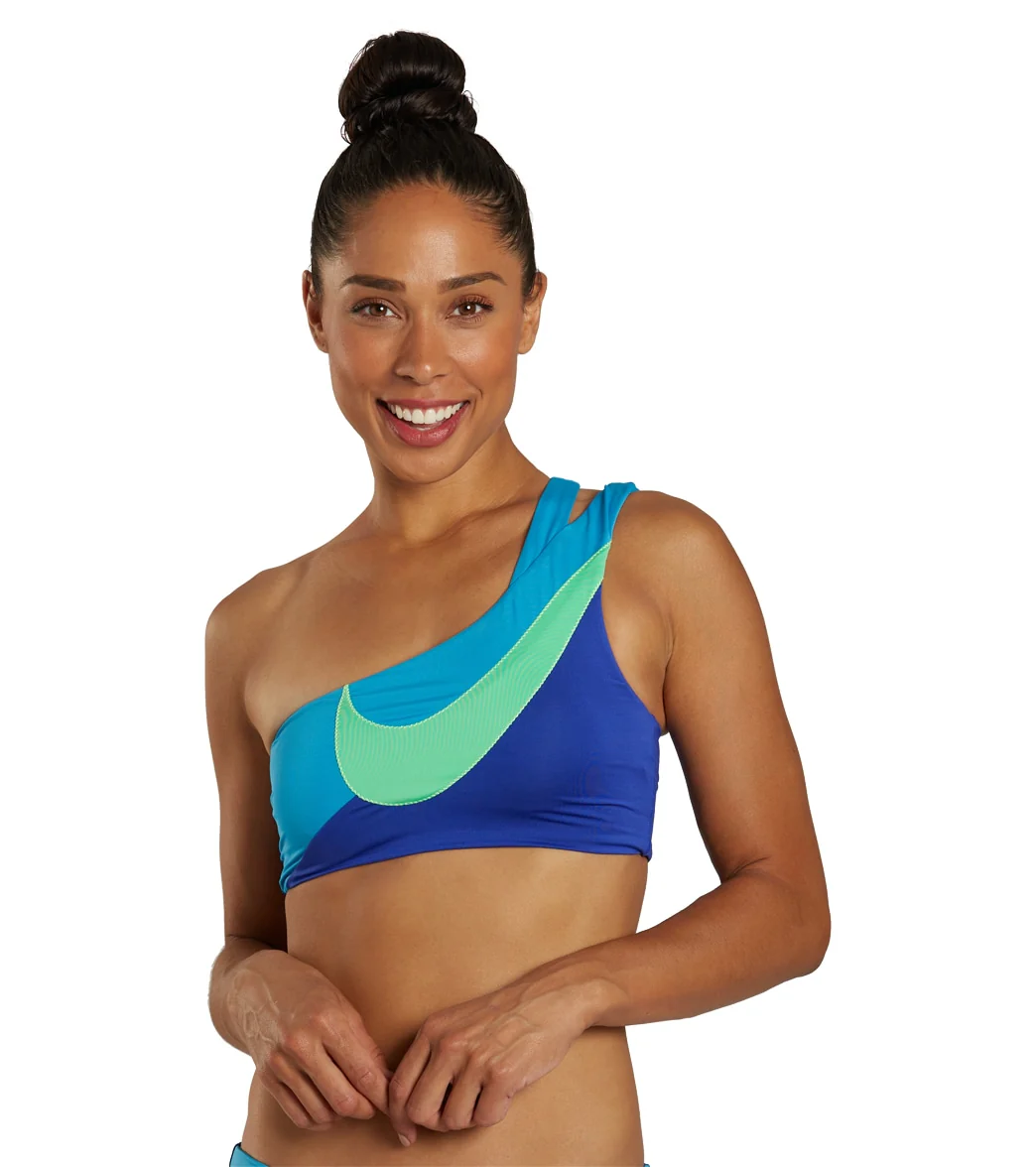 Nike Women's Swoosh Block Asymmetrical Bikini Top - Image 6