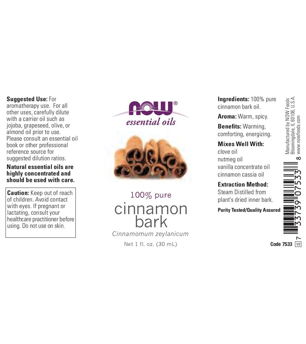 NOW 100% Pure Cinnamon Bark Oil 1oz - Image 2