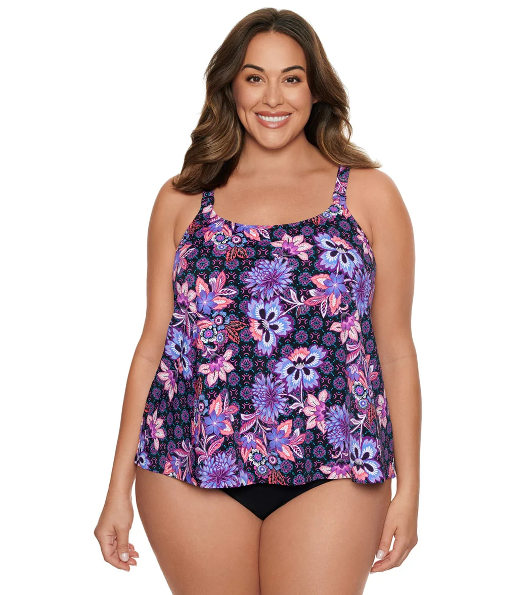 Penbrooke Women's Plus Size Hideaway A Line Tankini Top - Image 5