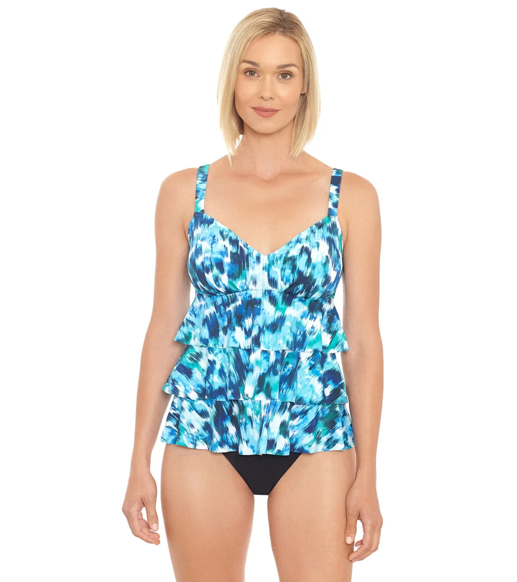 Penbrooke Women's Rain Dance Triple Tier Tankini Top - Image 6