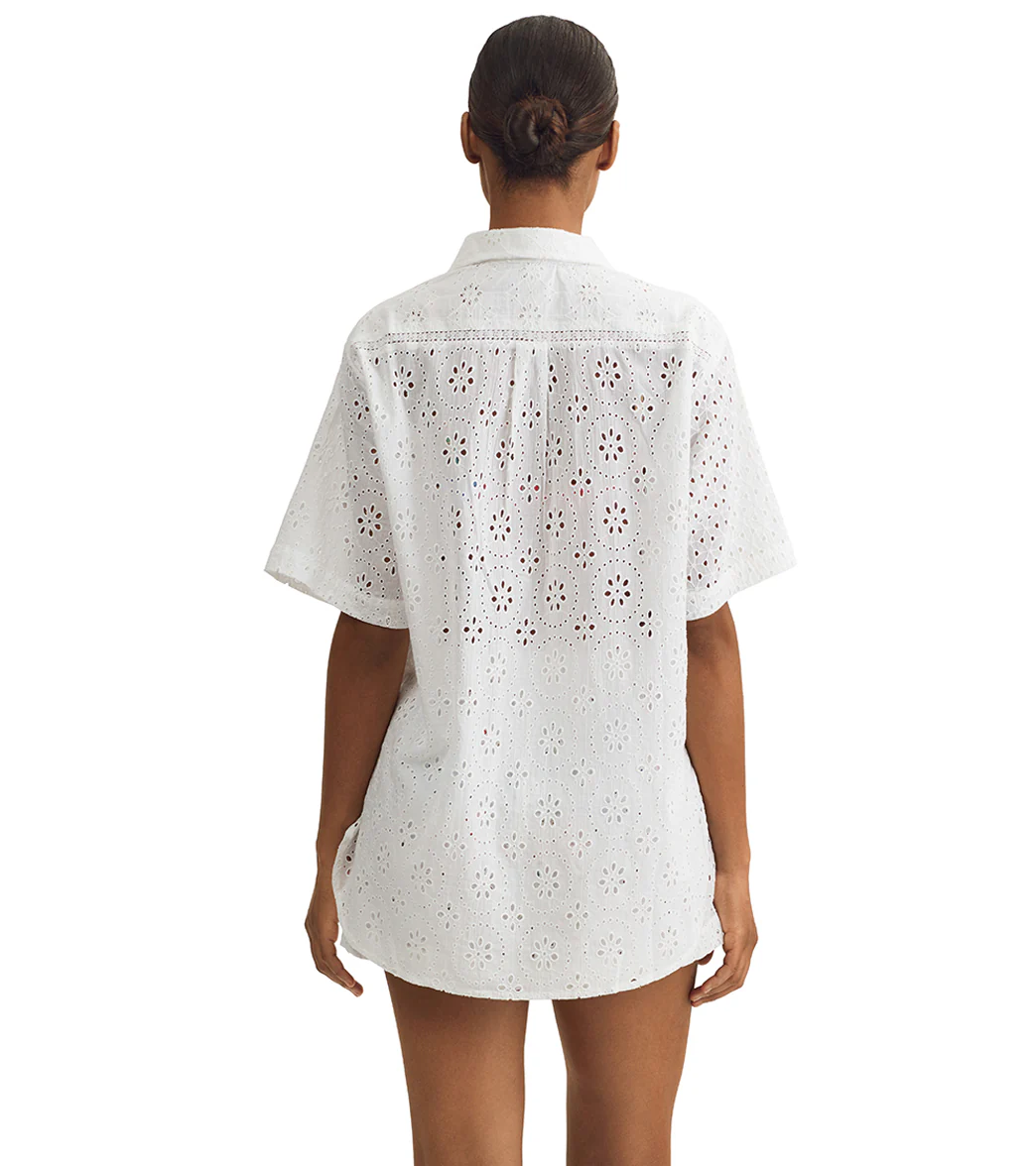 Polo Ralph Lauren Women's Patchwork Short Sleeve & Short Cotton Eyelet Set - Image 3