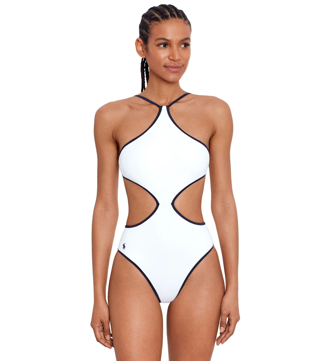 Polo Ralph Lauren Women's Tipped Solids High Neck One Piece Swimsuit - Image 6
