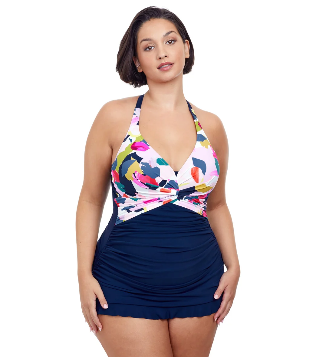 Profile by Gottex Plus Size Canvas Halter Swim Dress