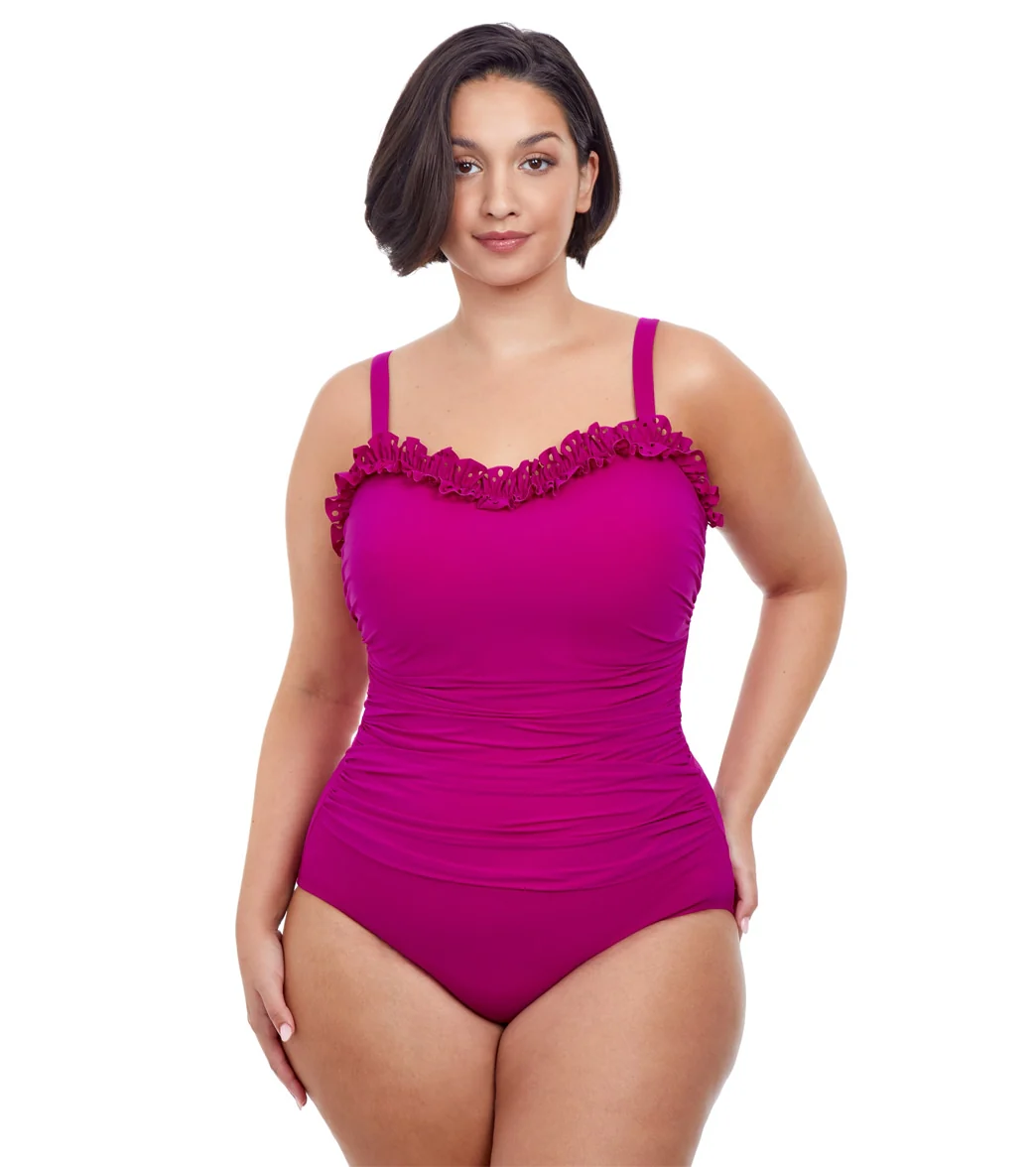 Profile by Gottex Plus Size Hula Dance Bandeau Once Piece Swimsuit - Image 2