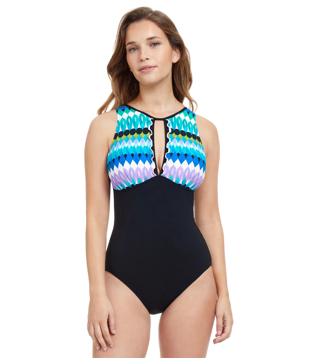 Profile by Gottex Women's Moroccan Escape High Neck One Piece Swimsuit