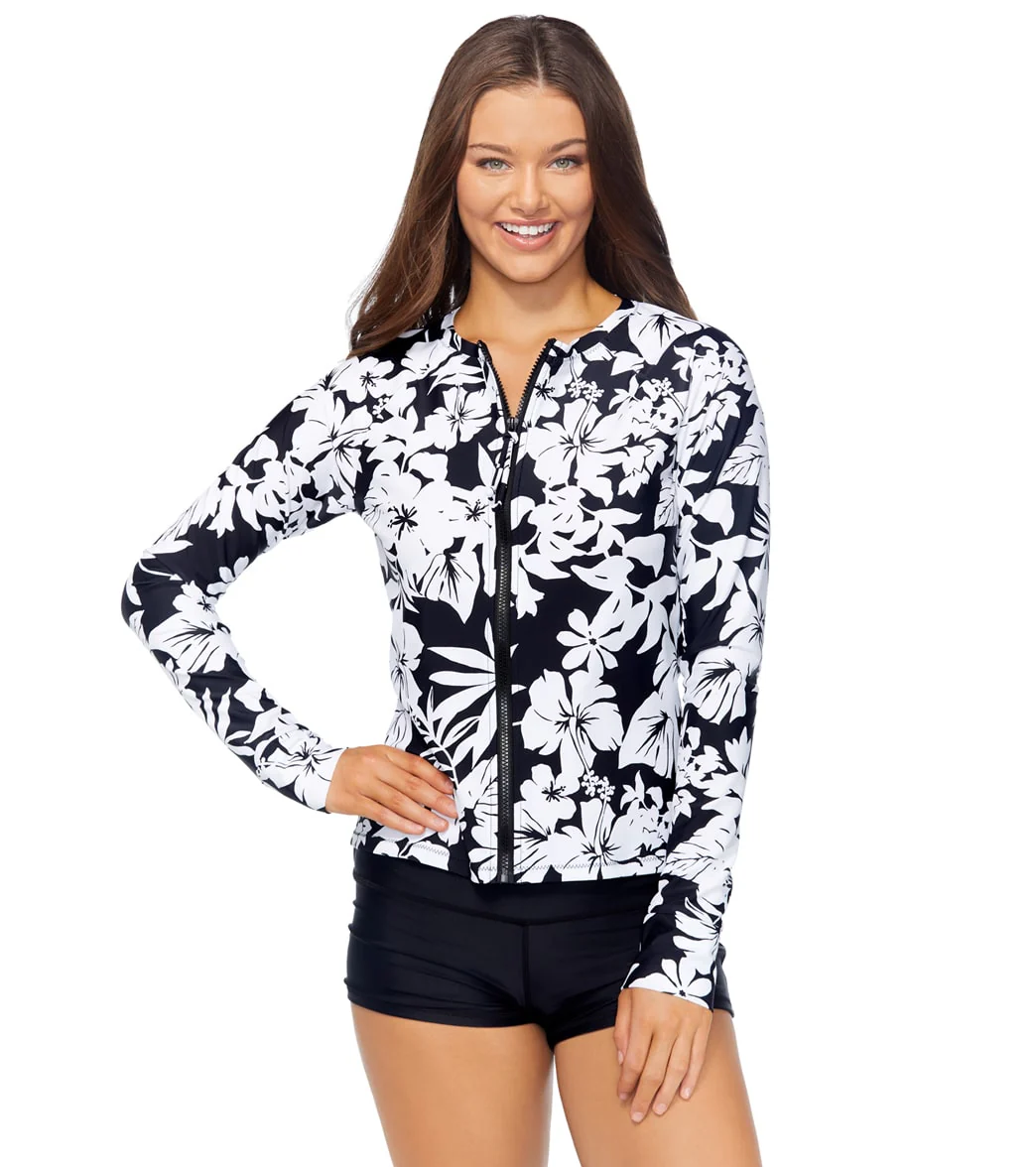 Raisins Women's Aloha Beach Front Zip Long Sleeve UPF 50 Rash Guard - Image 4