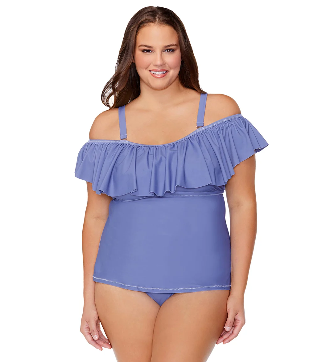 Raisins Women's Atlantic Solids Tortuga Plus Size Tankini Top - Image 13