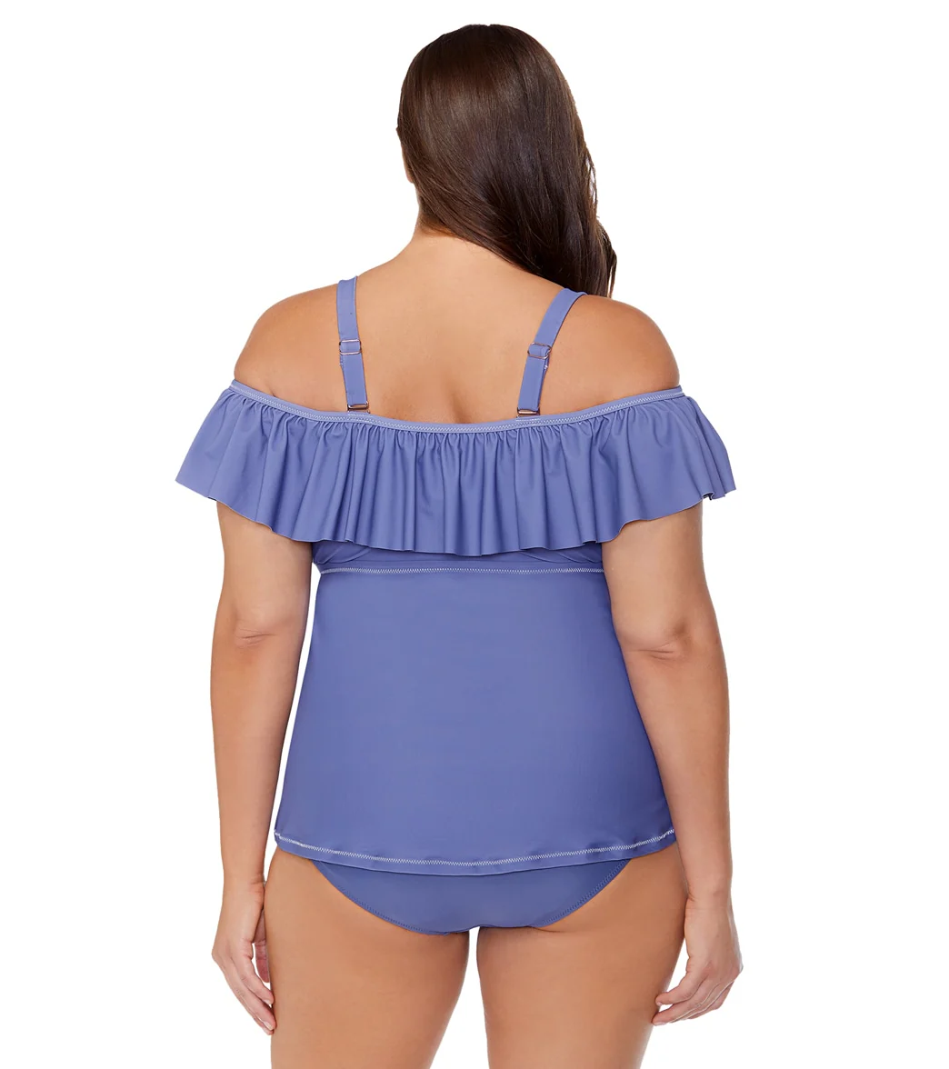 Raisins Women's Atlantic Solids Tortuga Plus Size Tankini Top - Image 2