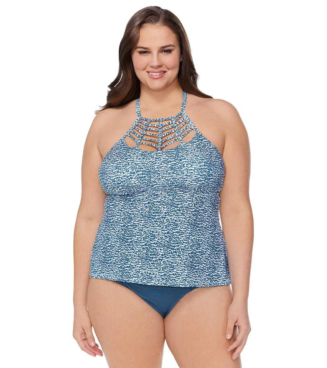 Raisins Women's Plus Size Palms Highway Boa Tankini Top - Image 5