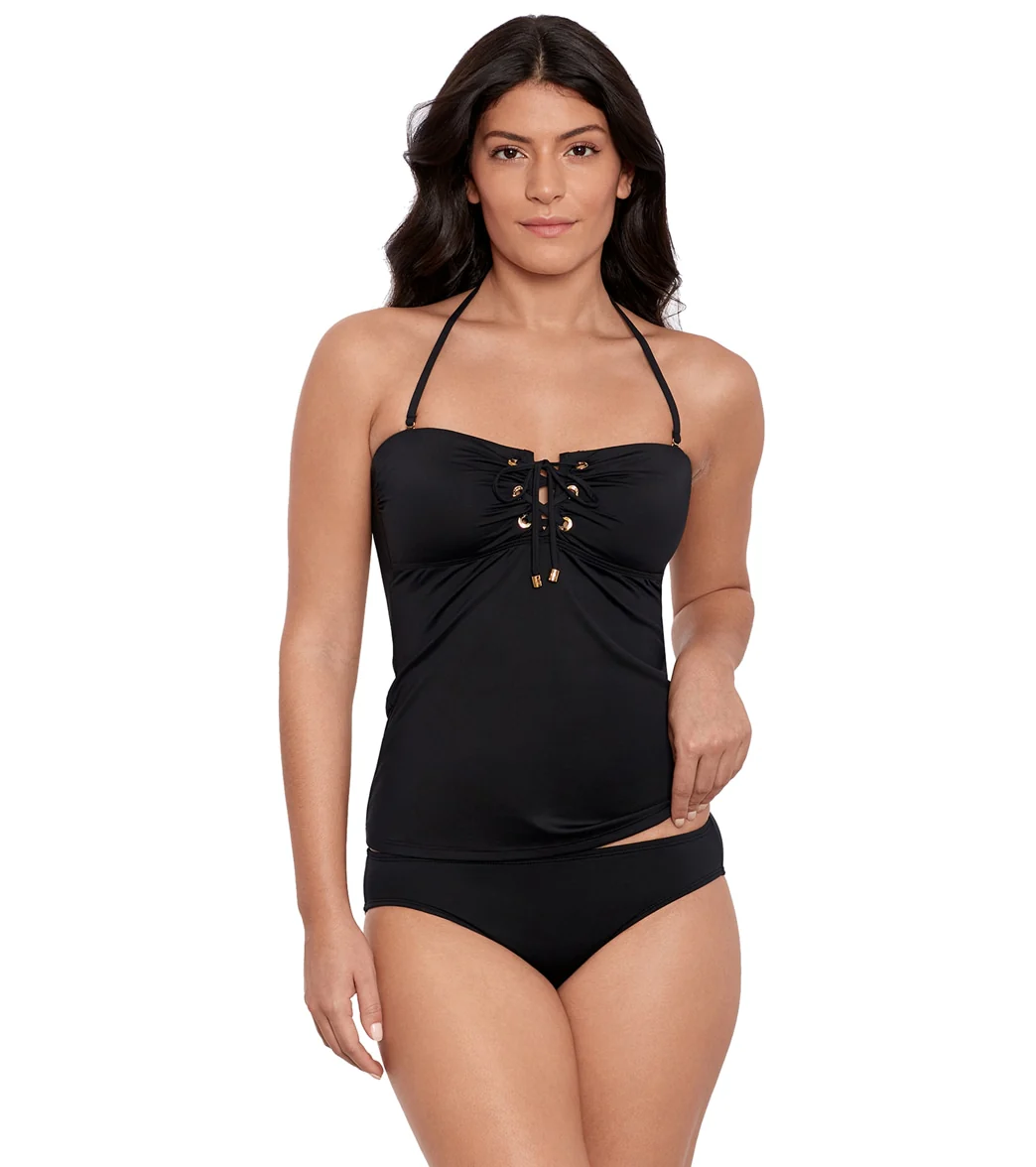 Ralph Lauren Women's Beach Club Solids V Wire Lace Front Bandini Tankini Top - Image 11