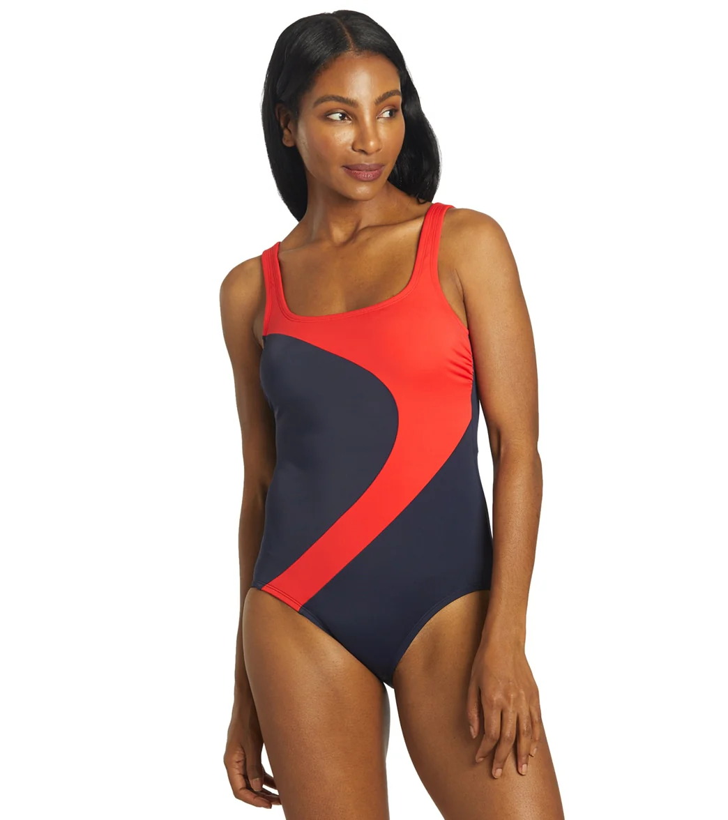 Reebok Women's Classic Colorblock High Neck One Piece Swimsuit - Image 8