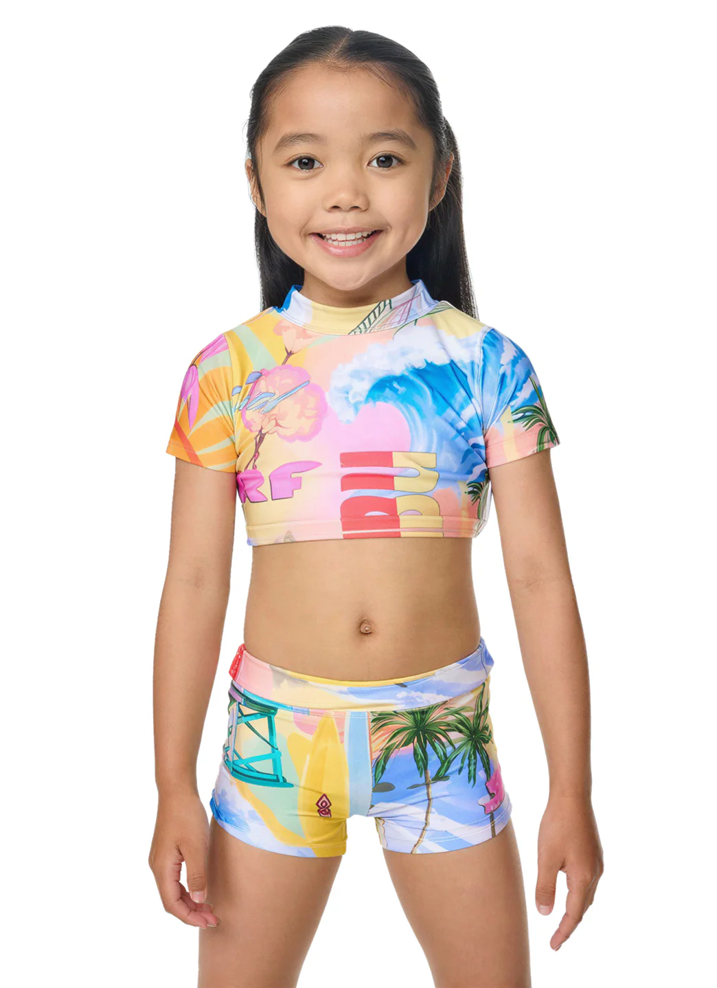 Rip Curl Girls' Malibu Short Sleeve Two Piece Short Bikini Set (Toddler, Little Kid) - Image 2