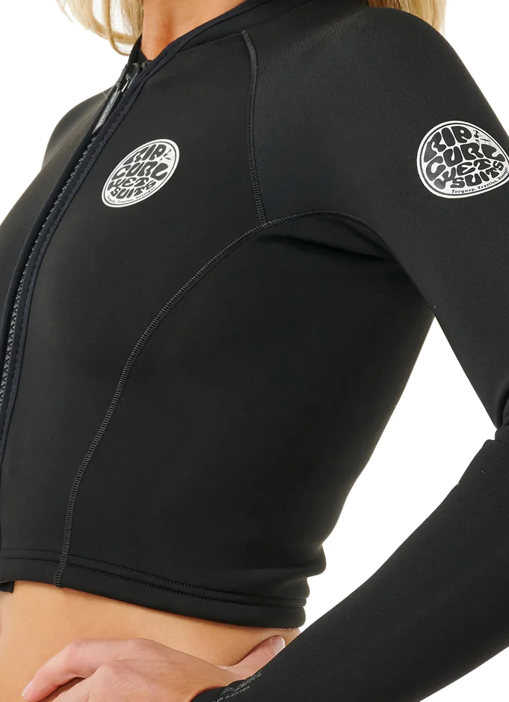 Rip Curl Women's G-Bomb 1.5mm Long Sleeve Front Zip Crop Wetsuit Jacket - Image 7