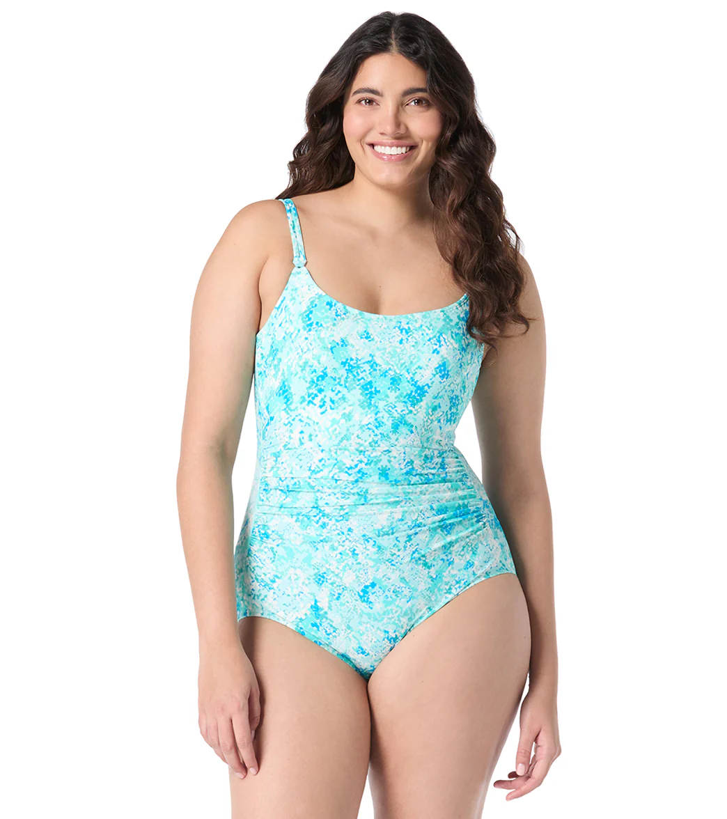 Roxanne Women's Chlorine Resistant Bra Sized Cabana Lights Shirred One Piece Swimsuit (D/DD Cup) - Image 4