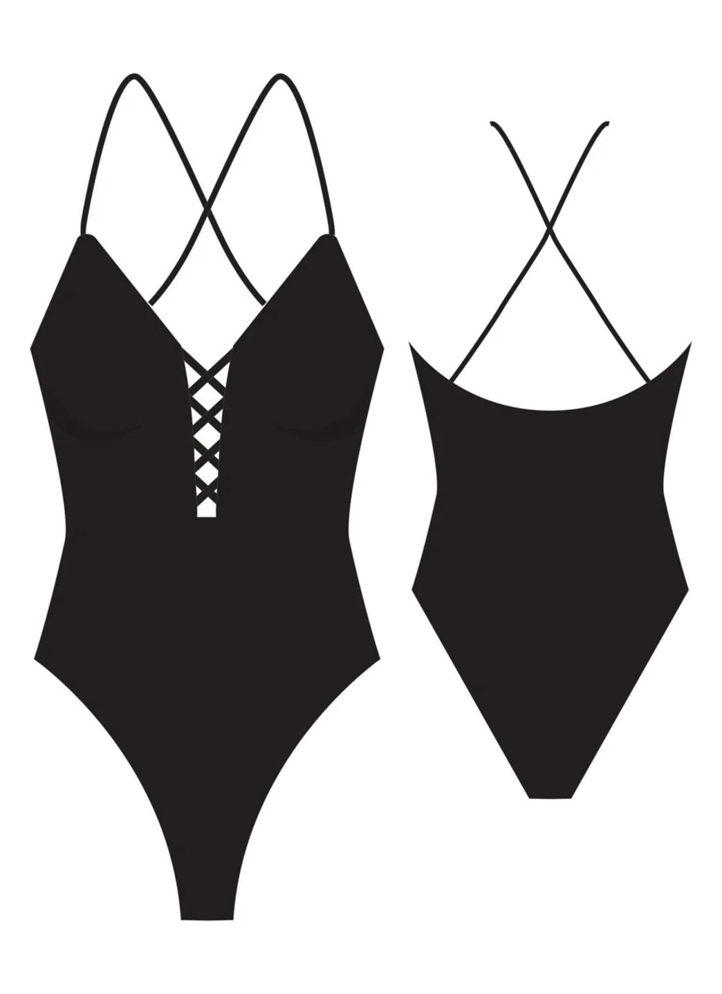 Roxy Women's Solid Beach Classics Plunge Lattice One Piece Swimsuit