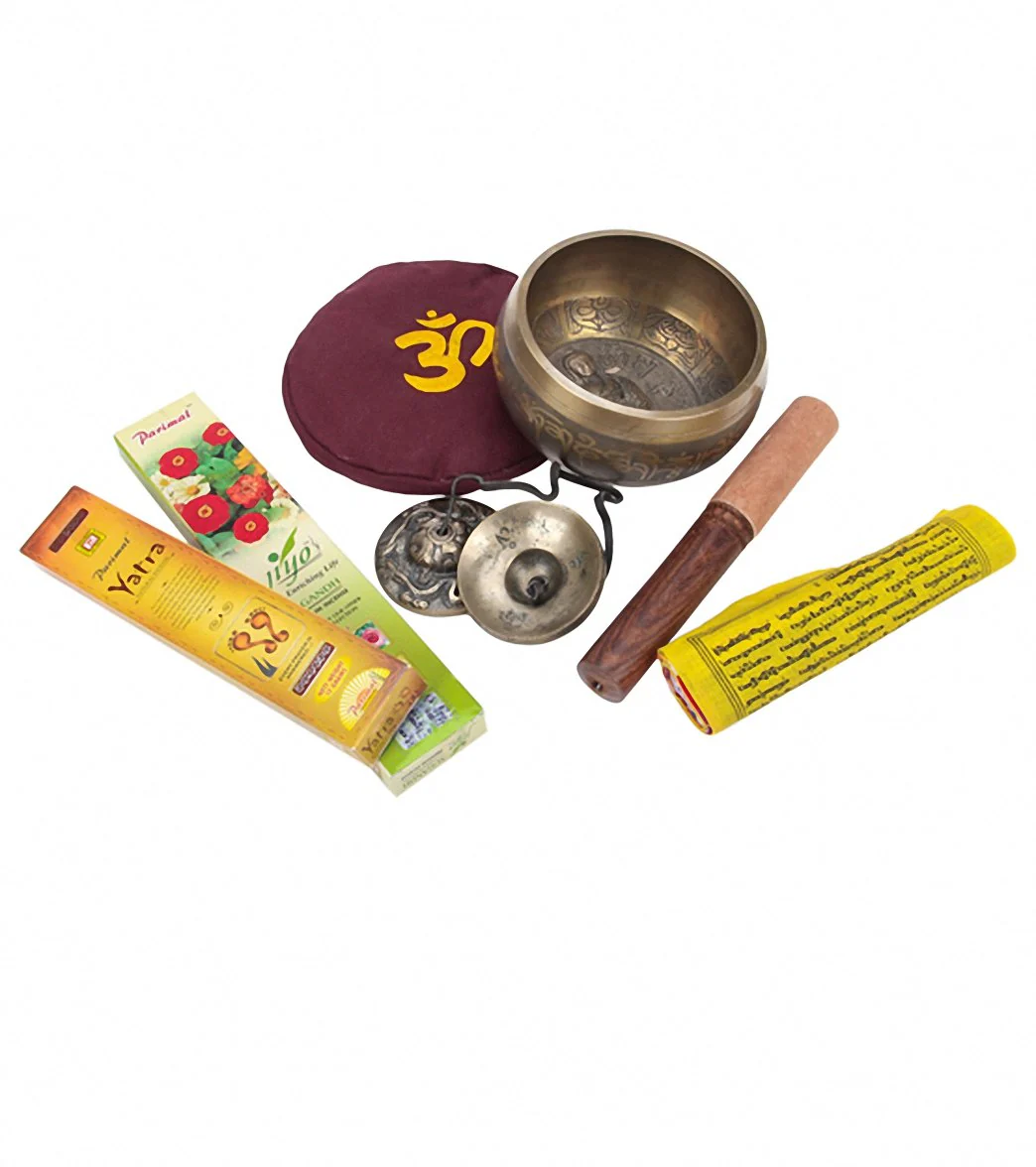 Sacred Space New Etched Tibetan Singing Bowl Gift Pack 6