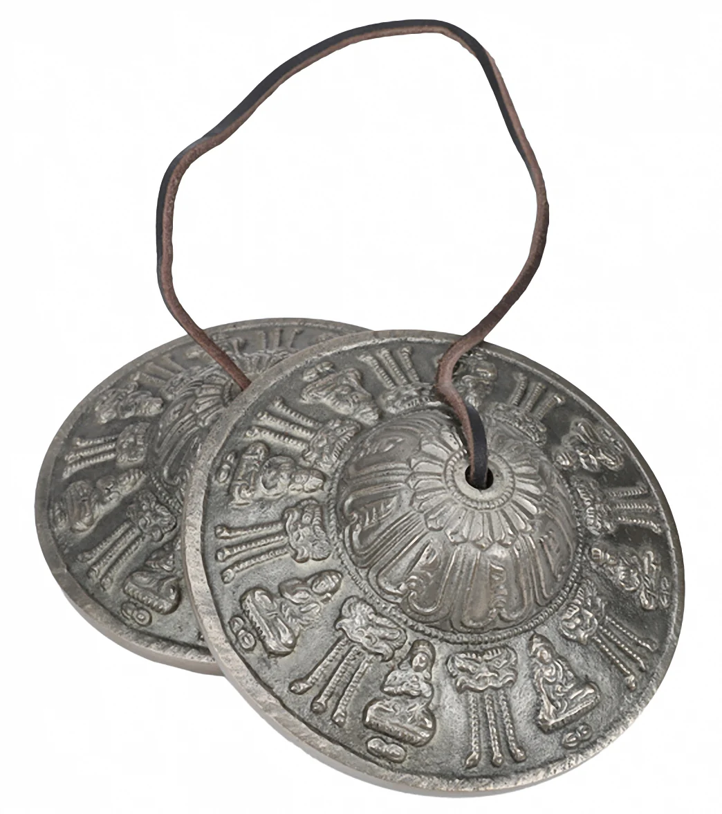 Sacred Space XXL Seated Buddha Symbol Tibetan Gong Tingsha Cymbals 4.5" - Image 3