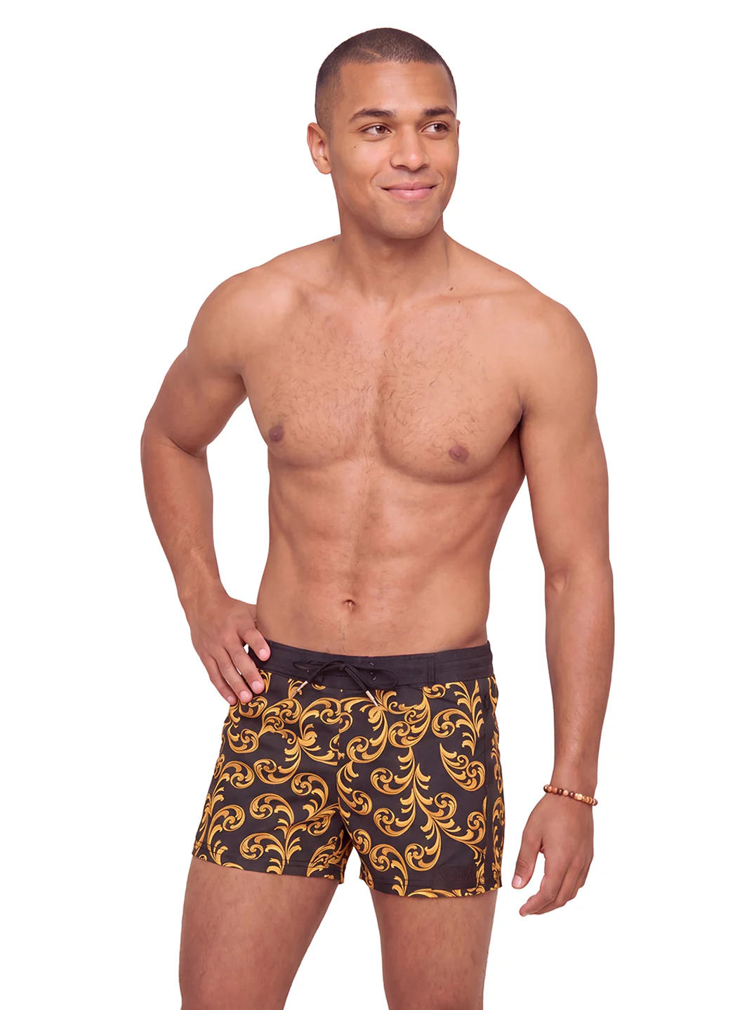 Sauvage Gold Scroll Retro Lycra Swim Trunk - Image 3