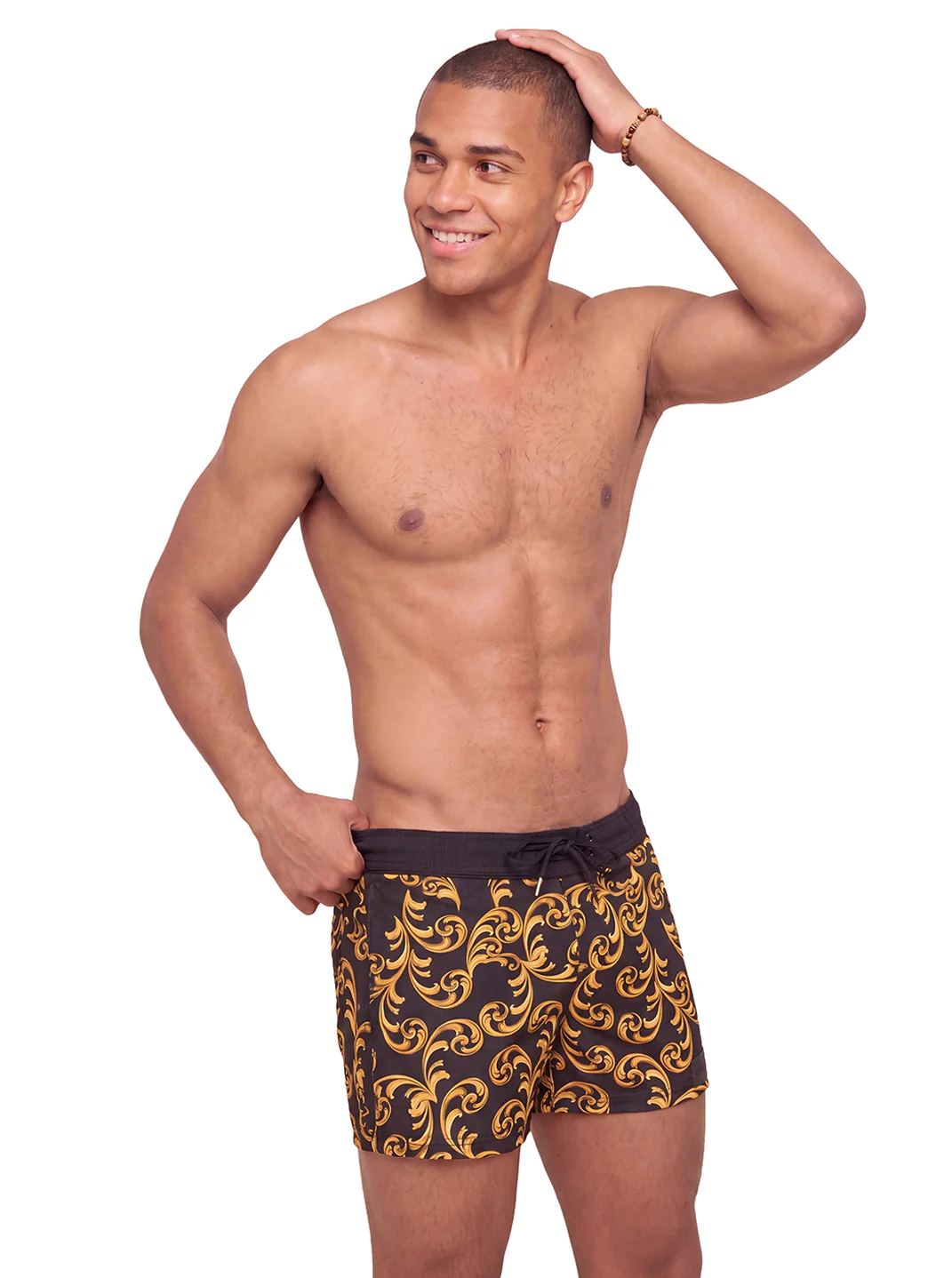 Sauvage Gold Scroll Retro Lycra Swim Trunk - Image 4