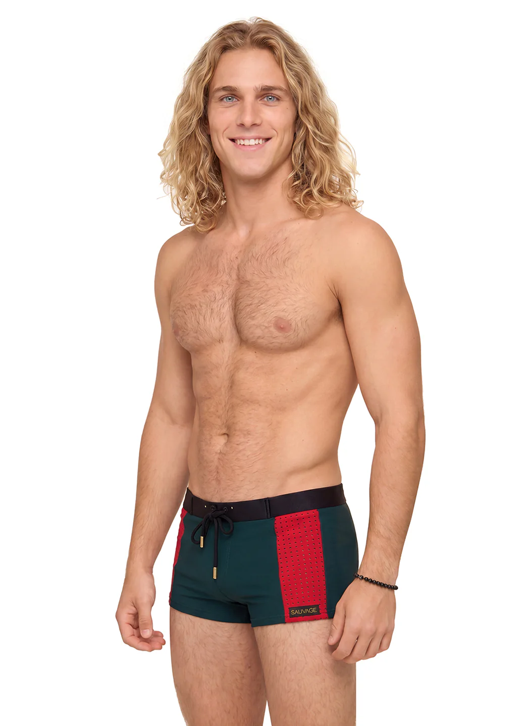 Sauvage Men's Perforated Sidepanel Square Leg Swimsuit