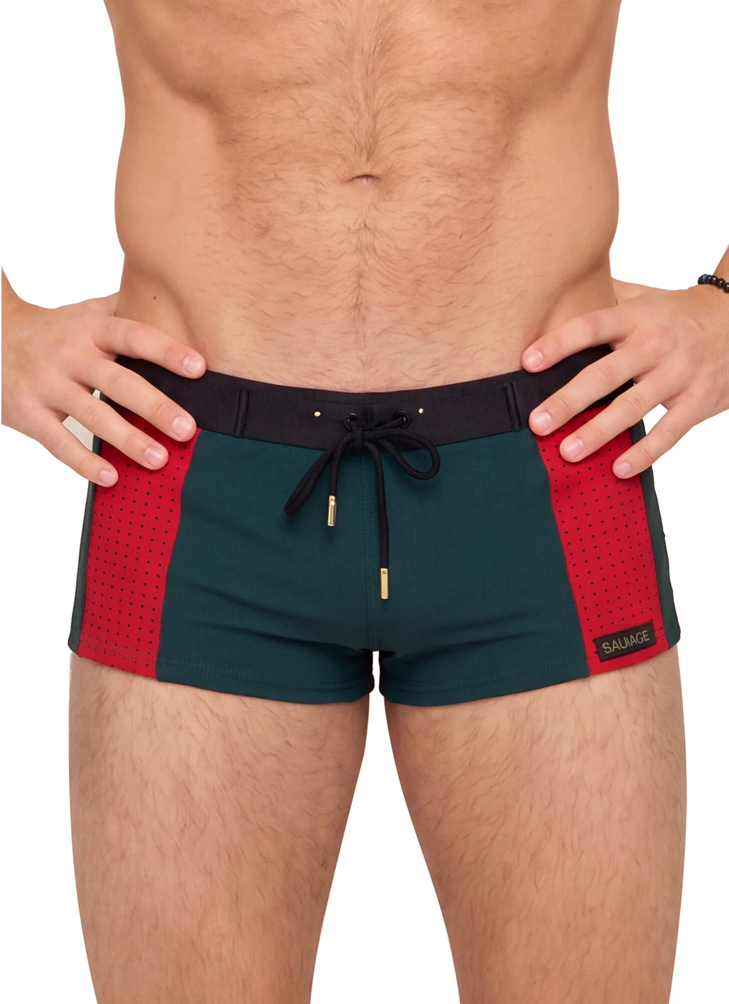 Sauvage Men's Perforated Sidepanel Square Leg Swimsuit - Image 6