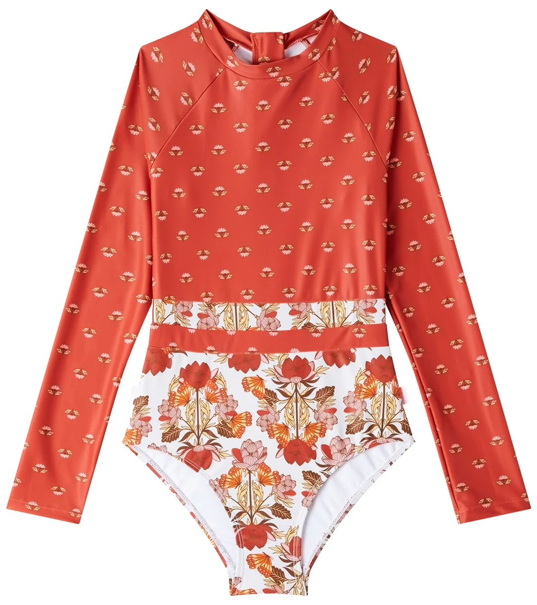 Seafolly Girls' Papillon Splice Long Sleeve One Piece Swimsuit (Big Kid) - Image 4