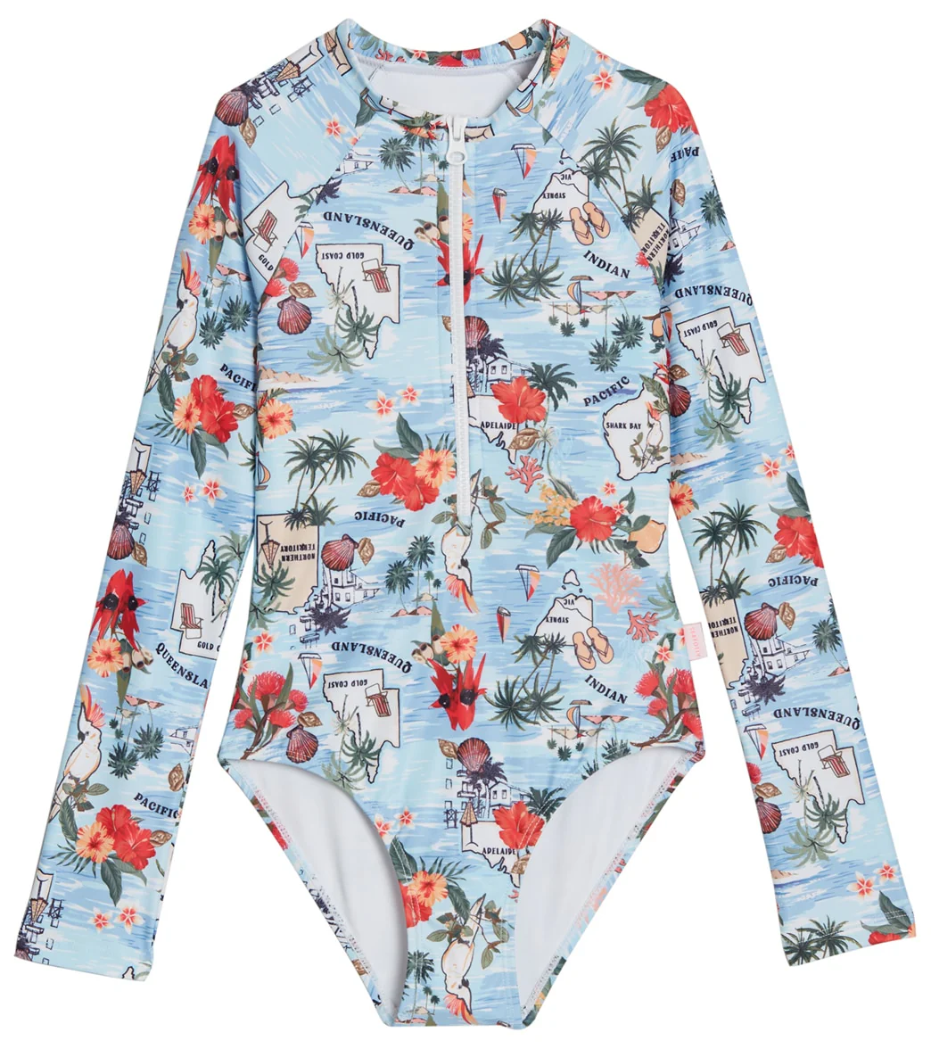 Seafolly Girls' Summer Vacay Long Sleeve One Piece Swimsuit (Big Kid) - Image 4