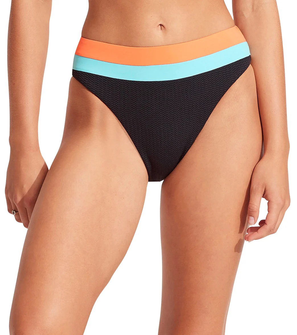 Seafolly Women's Slice Of Splice Spliced High Rise Bikini Bottom