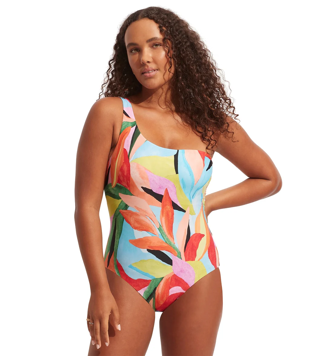 Seafolly Women's Tropfest Reversible One Shoulder One Piece Swimsuit - Image 8