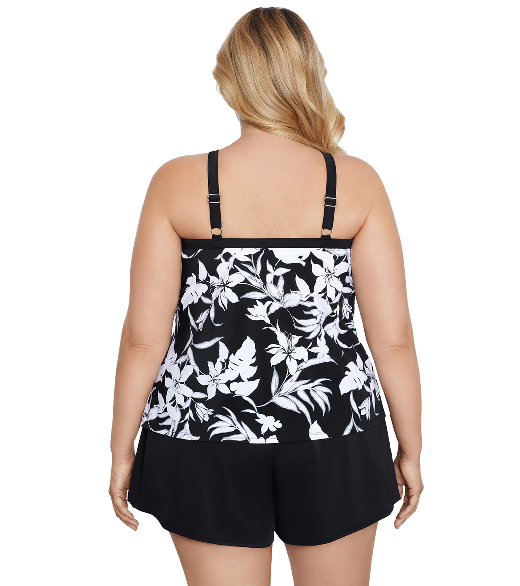 Shape Solver By Penbrooke Women's Plus Night Shade High Neck Tankini Top - Image 3