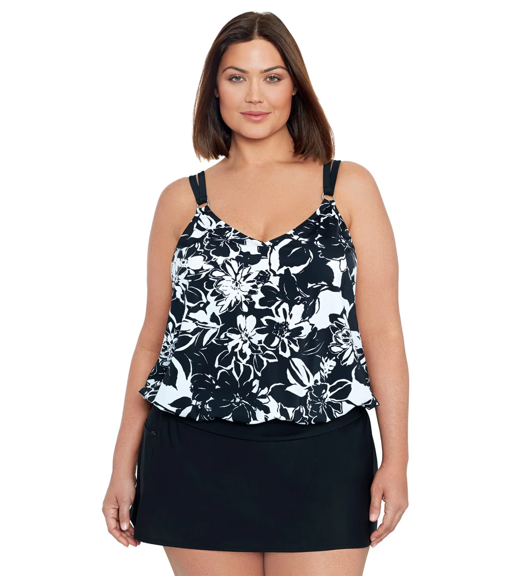 Shape Solver By Penbrooke Women's Plus Size Bloomfield V Neck Ring Tankini Top - Image 6