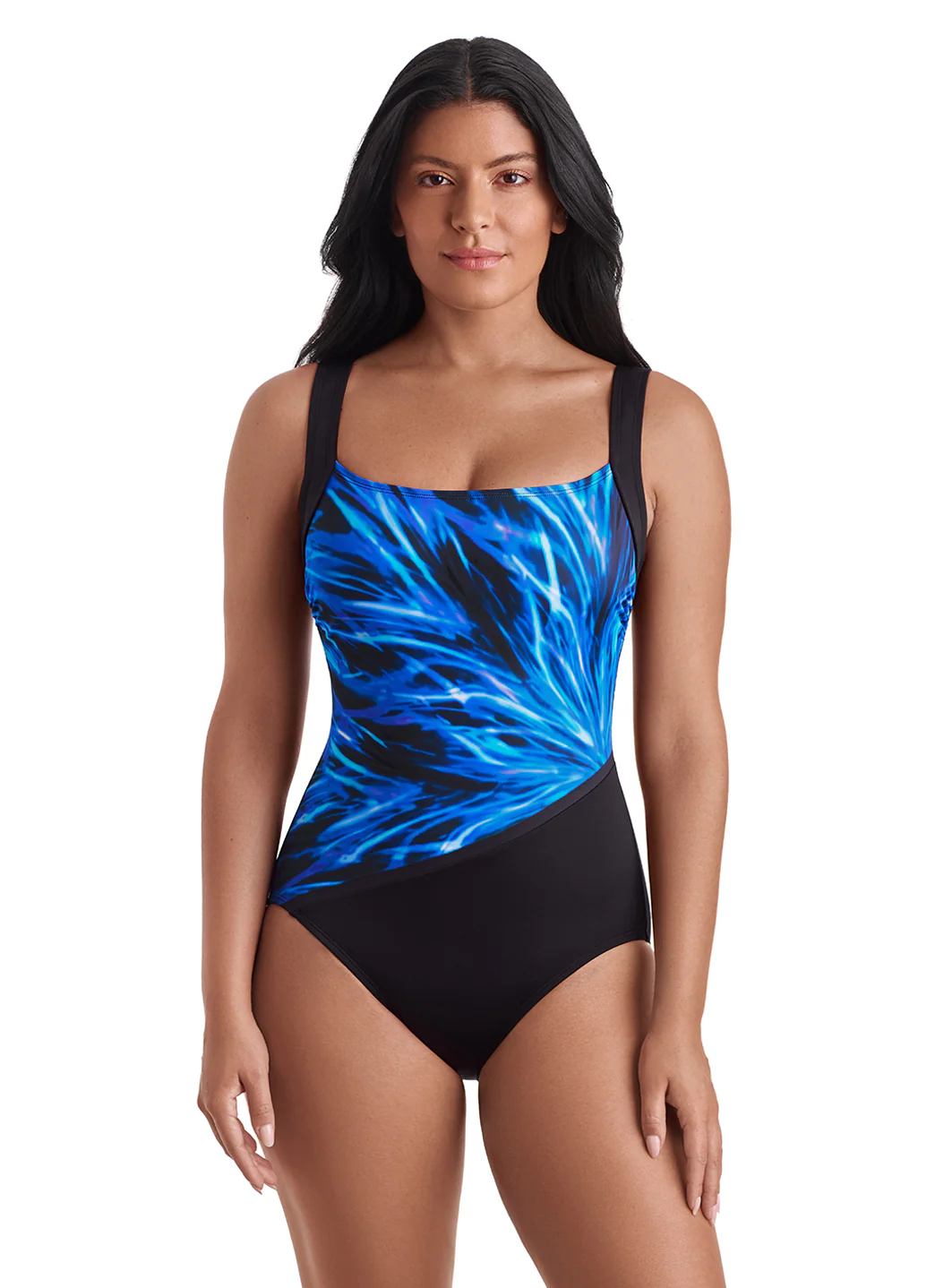 Shape Solver SPORT Shape Solver Sport Women's Electrifying Squareneck Illusion Tank One Piece Swimsuit - Image 2