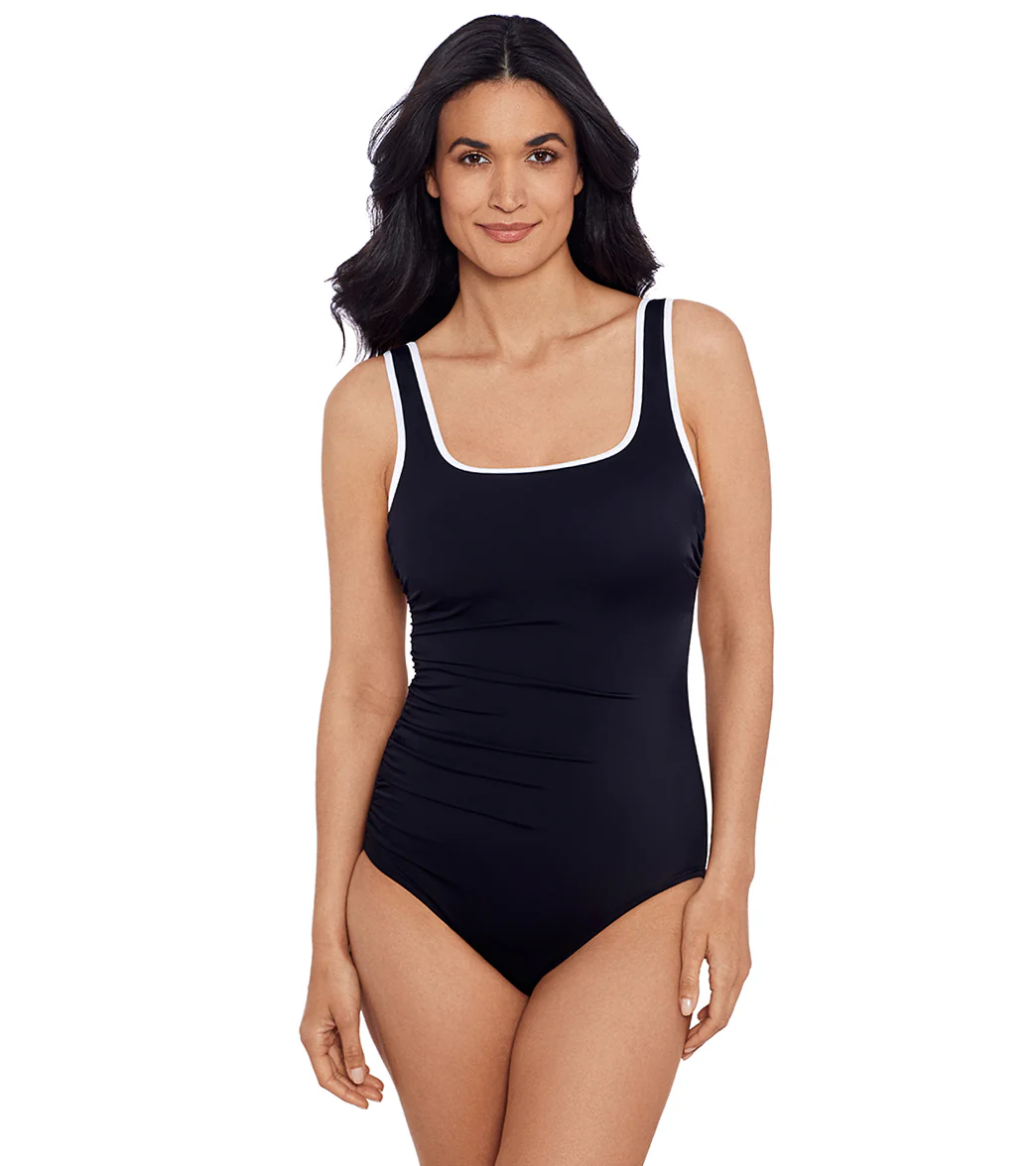 Shape Solver SPORT Women's Colorblock Sport Side Shirred Tank One Piece Swimsuit - Image 6