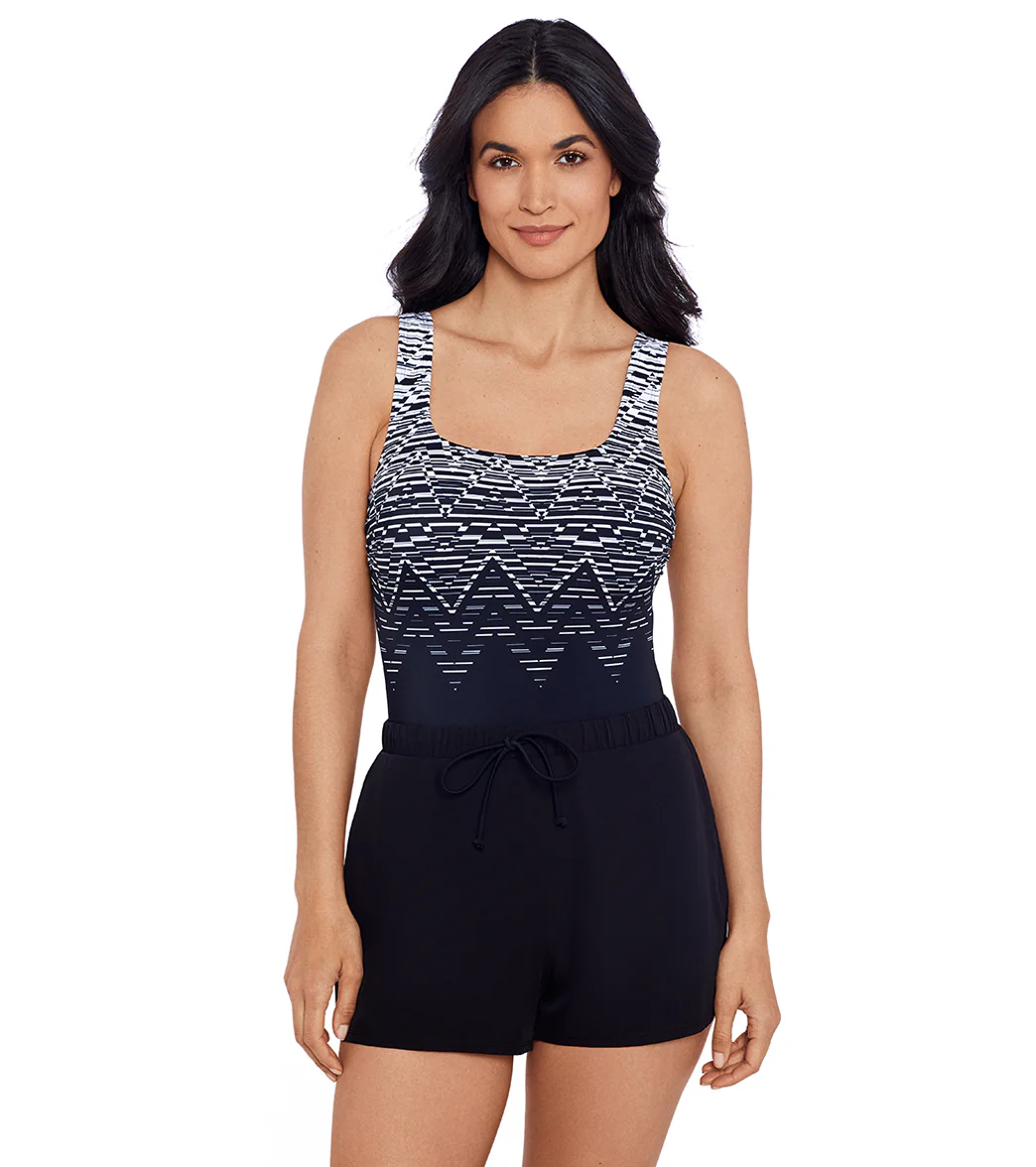 Shape Solver SPORT Women's Dash Point Scoopneck Swim Romper - Image 6
