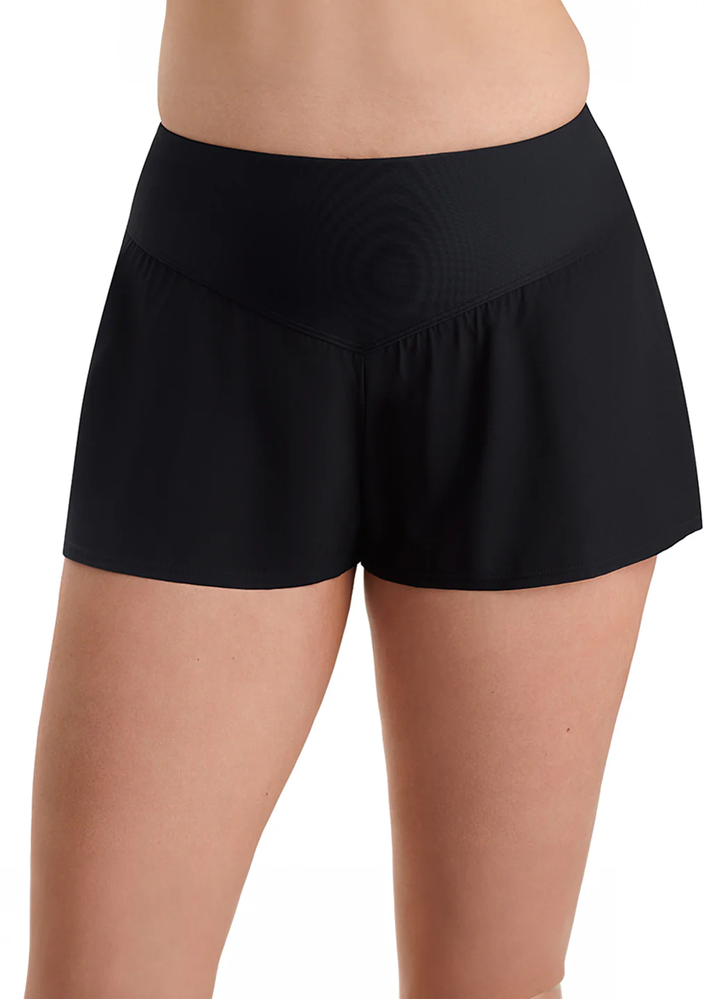 Shape Solver SPORT Women's Fashion Solids Vee Band Flare Short - Image 3