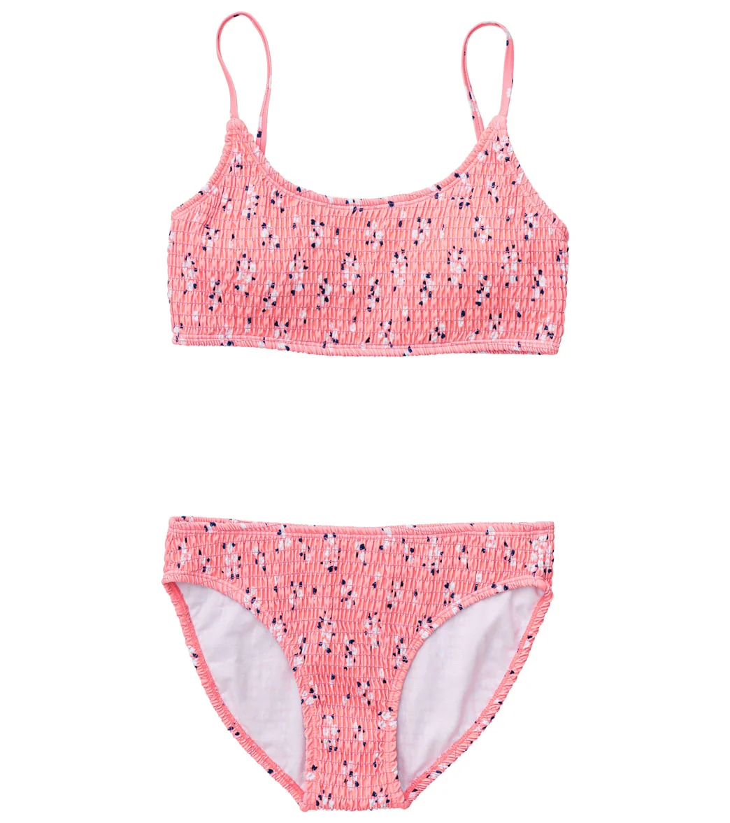 Snapper Rock Girls' Ditsy Coral Shirred Bikini Set (Little Kid, Big Kid) - Image 7