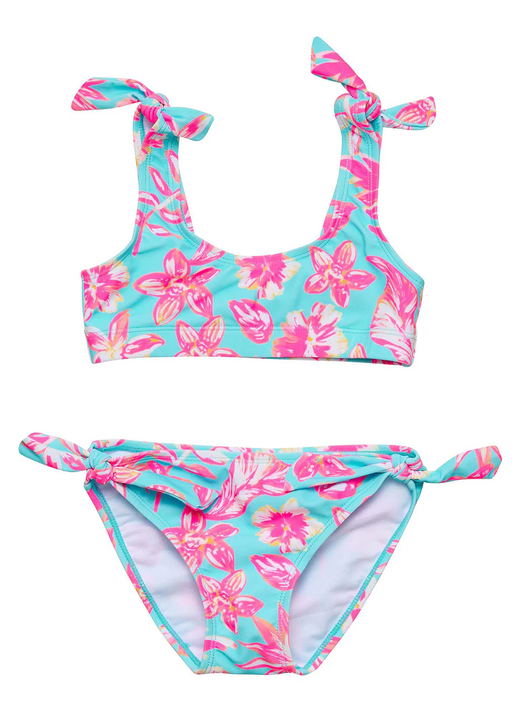 Snapper Rock Girls' Tropical Glow Sustainable Crop Two Piece Bikini Set (Little Kid, Big Kid) - Image 3