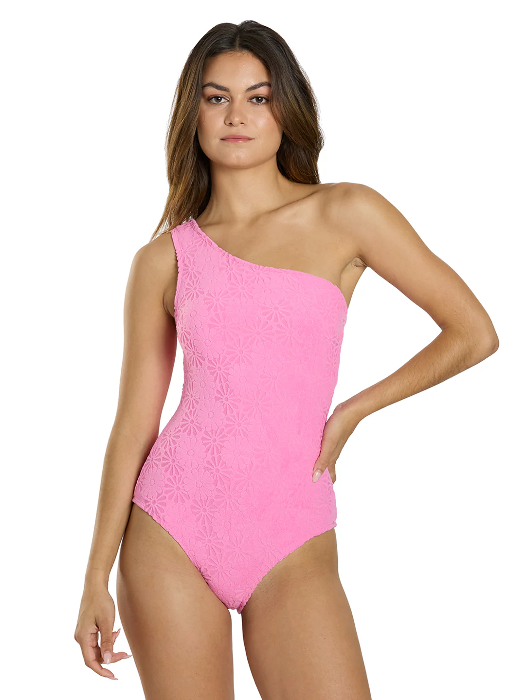Snapper Rock Women's Bubblegum Bloom One Shoulder One Piece Swimsuit - Image 3