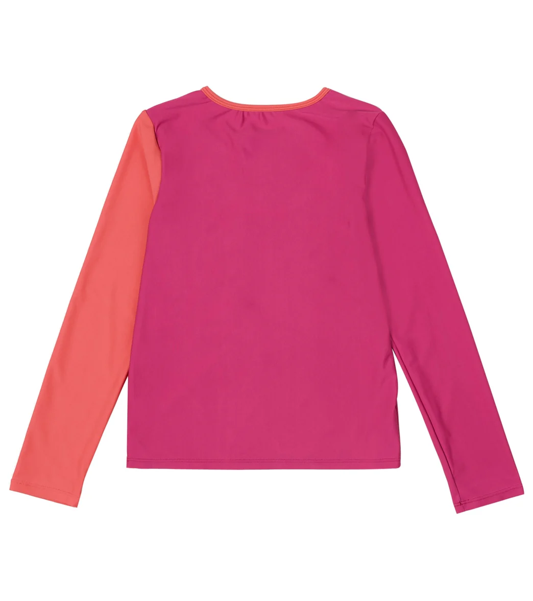 Speedo Girls' Long Sleeve Solid Blocked Logo Rashguard (Big Kid) - Image 7