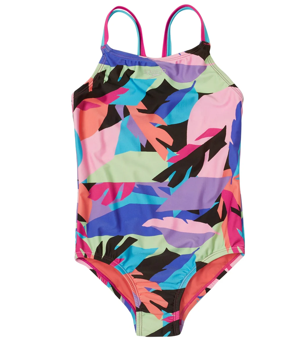 Speedo Girls' Print Strappy One Piece Swimsuit (Big Kid) - Image 8