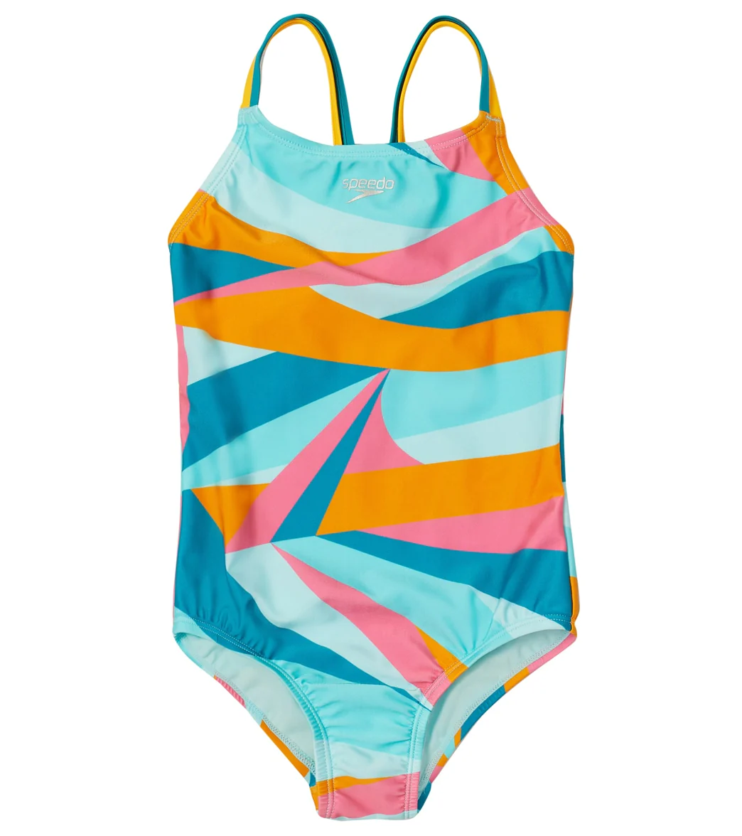 Speedo Girls' Print Strappy One Piece Swimsuit (Big Kid) - Image 9