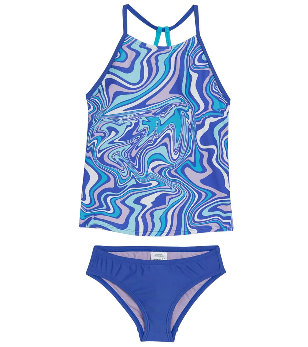 Speedo Girls' Printed High Neck Two Piece Tankini Set (Big Kid) - Image 9