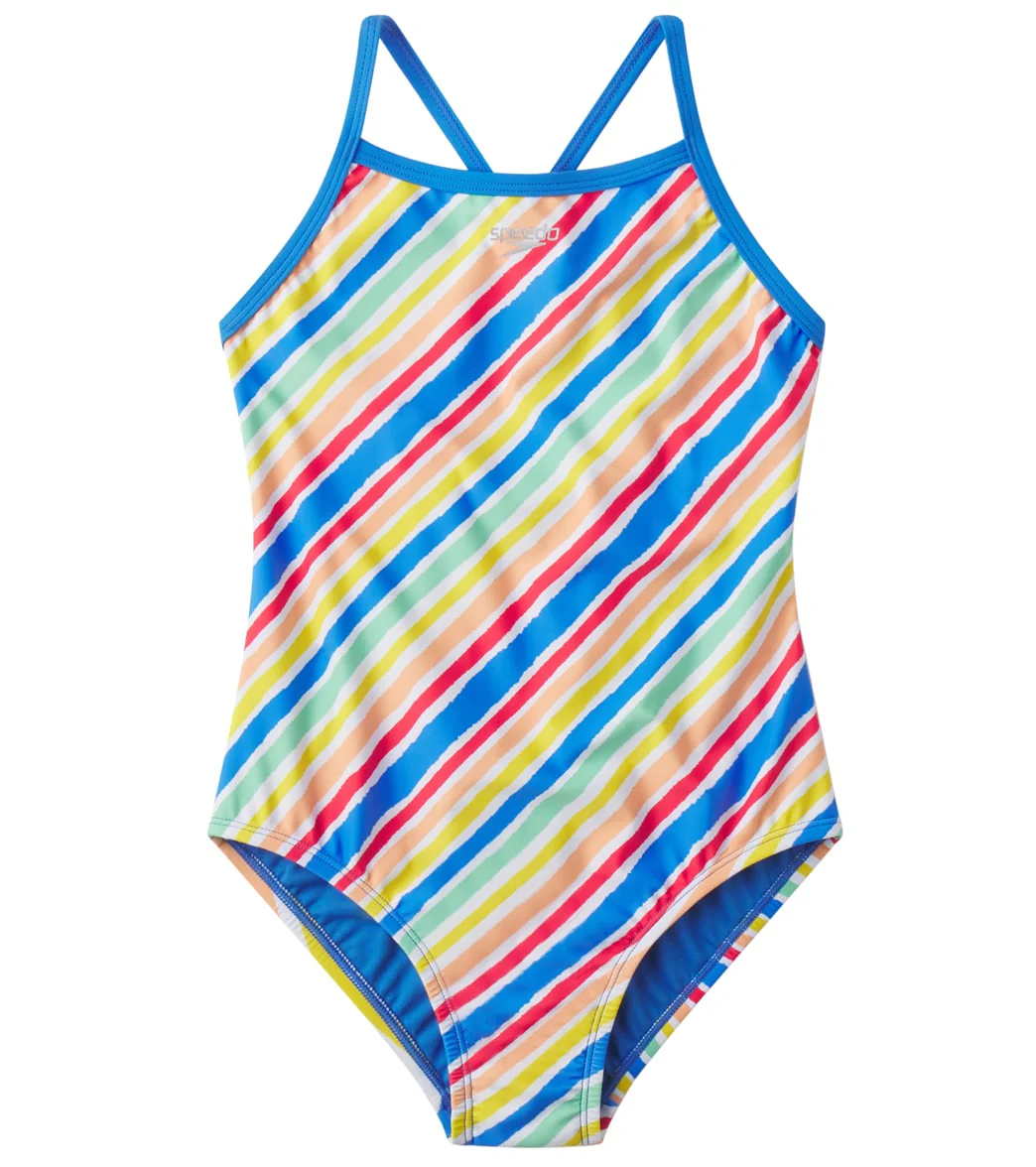 Speedo Girls' Printed Keyhole One Piece Swimsuit (Big Kid) - Image 4