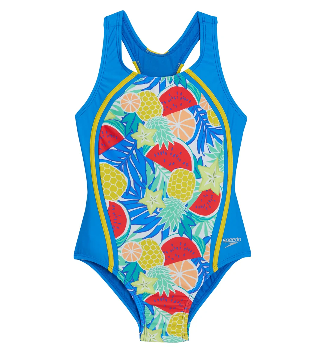 Speedo Girls' Printed Sport Splice One Piece Swimsuit (Big Kid) - Image 5