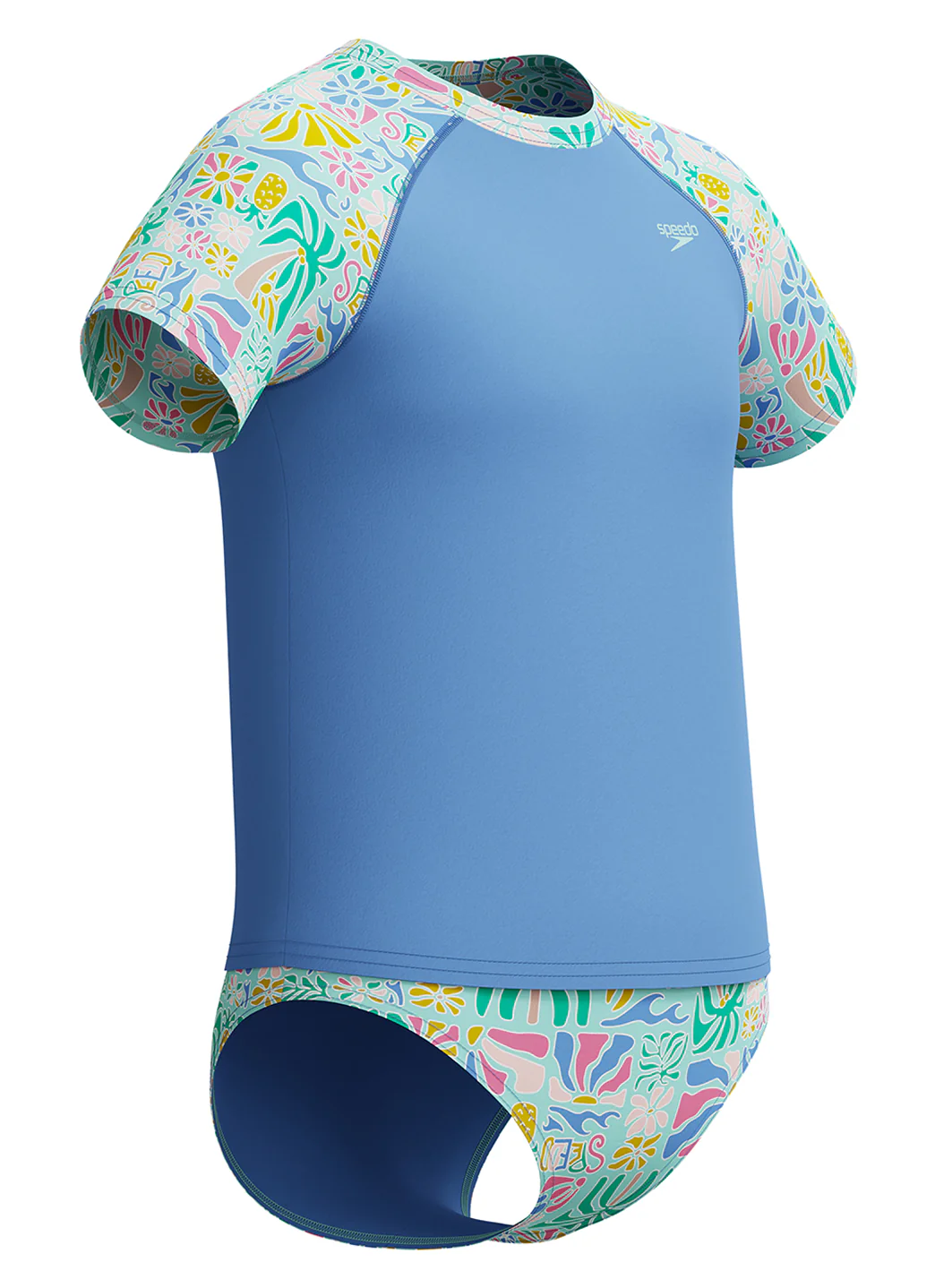 Speedo Girls' Short Sleeve Two Piece Rash Guard Set (Little Kid, Big Kid) - Image 2