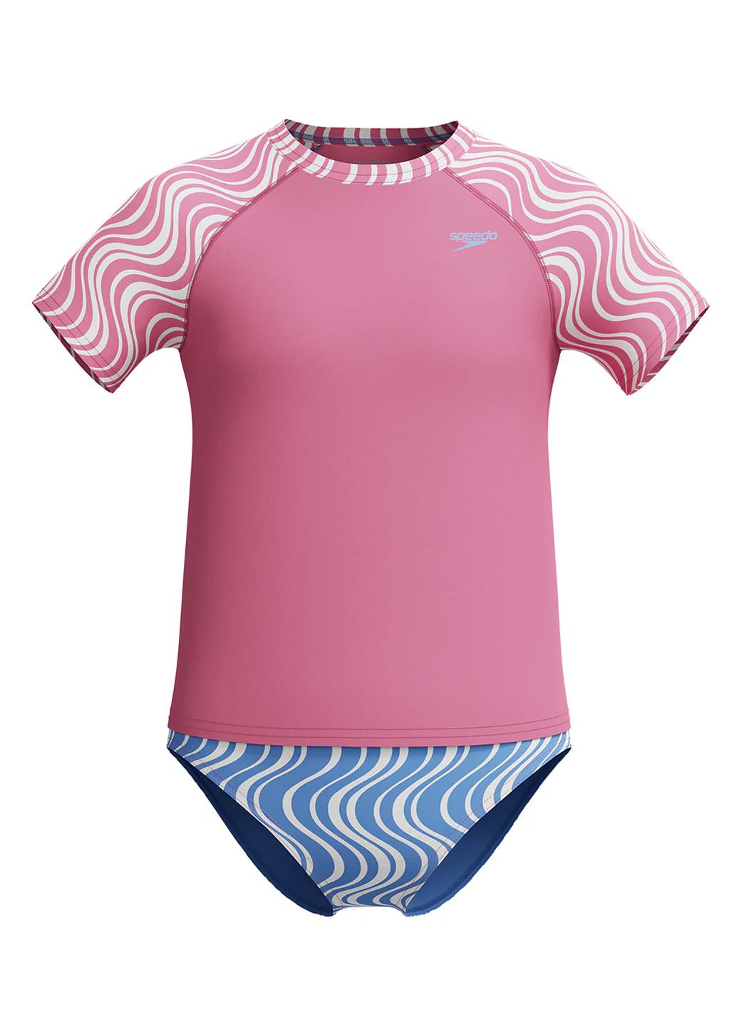 Speedo Girls' Short Sleeve Two Piece Rash Guard Set (Little Kid, Big Kid) - Image 2