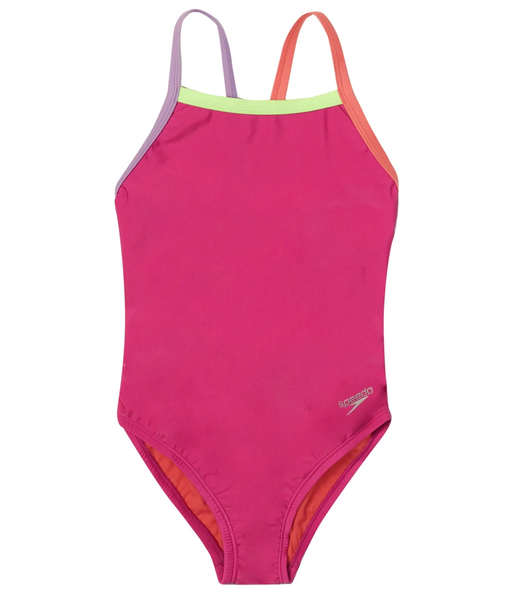 Speedo Girls' Solid Propel Back One Piece Swimsuit (Big Kid) - Image 15