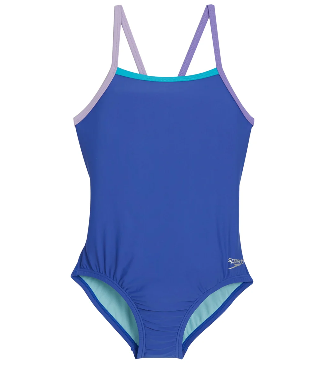 Speedo Girls' Solid Propel Back One Piece Swimsuit (Big Kid) - Image 14